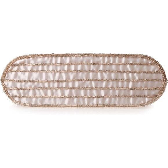 Womens Floral Beaded Rhinestone Embroidery Clutch Beige Pink - Picture 5 of 7